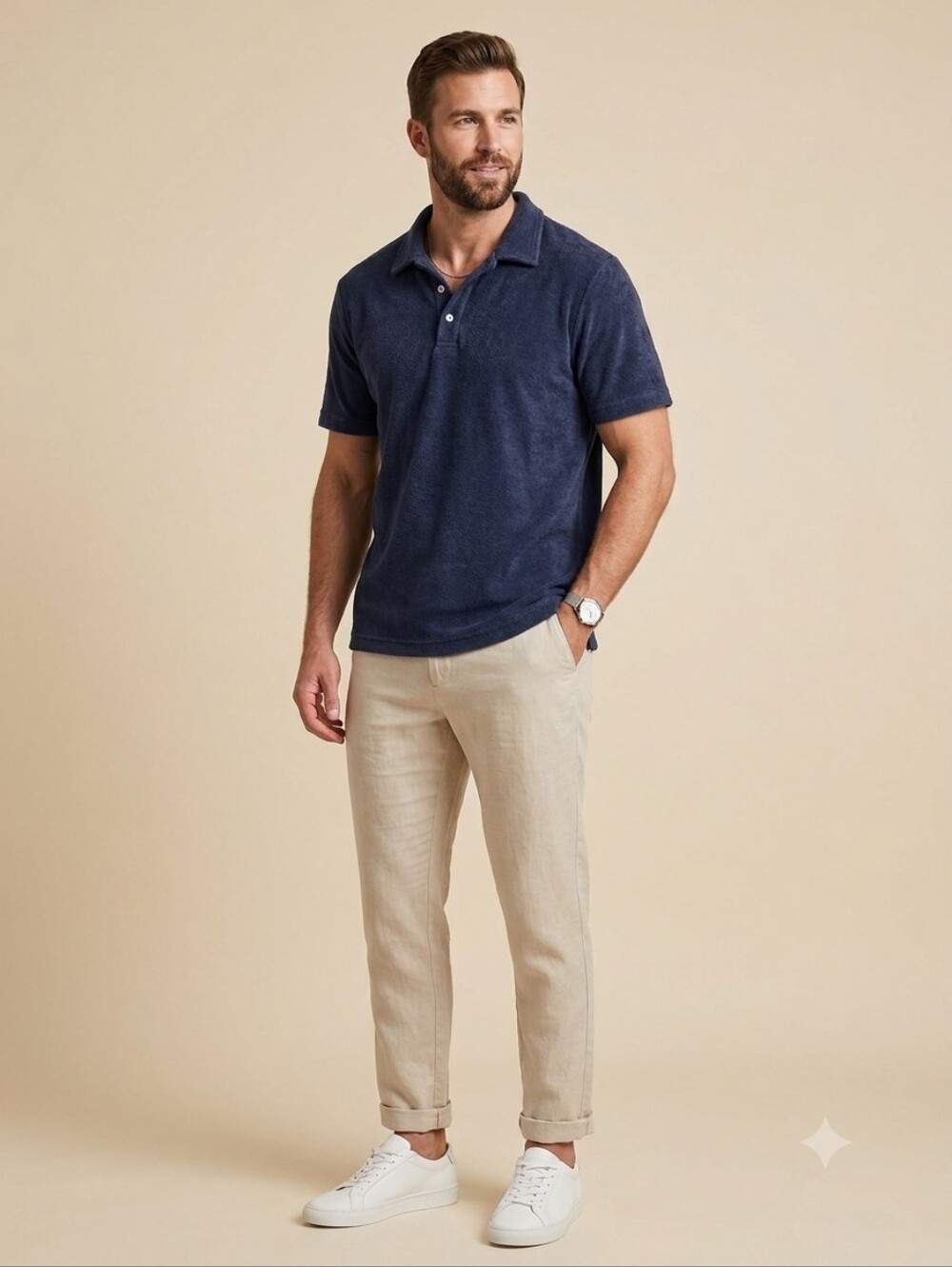 SELECTED / HOMME Blue Terrycloth Relaxed Fit Polo Shirt XL Streetwear Preppy